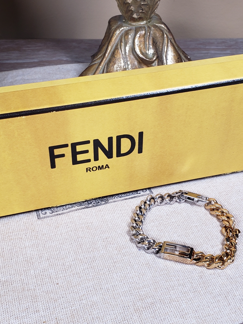 Fendi FF Two-Tone Chain Bracelet - Gold-Toned & Palladium - Excellent Condition - Picture 15 of 16